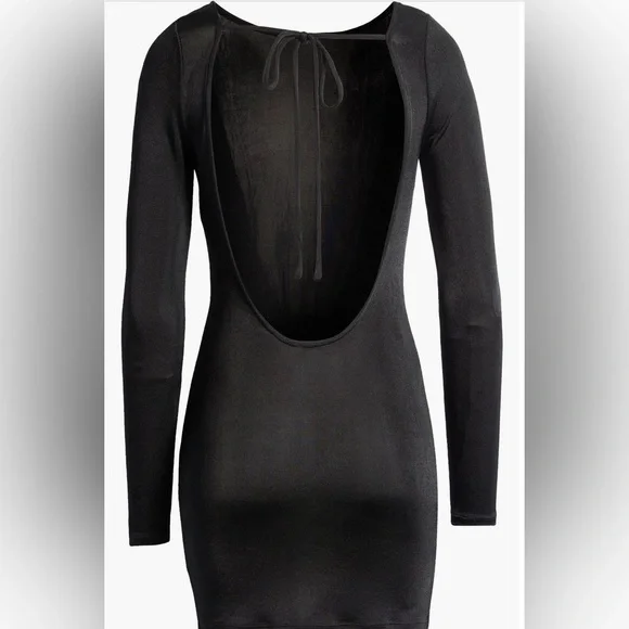 NWT Free People Call Me Later Black Long Sleeve Mini Dress Size Large - Picture 2 of 6